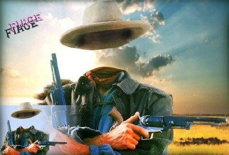 Мужской фотокостюм для photoshop - С двумя пистолетами