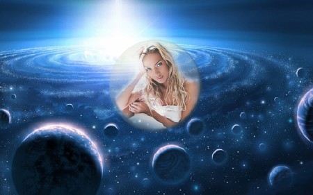 Рамка для фотомонтажа - Шар и завораживающий космос