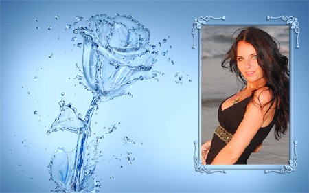 Рамка для фотошоп - Цветок из капель воды