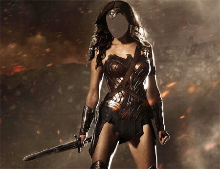 Шаблон psd - Воин девушка с мечом