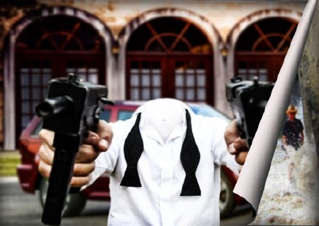 Прикольный шаблон для фотомонтажа - С двумя узи в руках