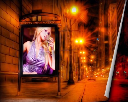 Рамка photoshop - В центре города на рекламном стенде