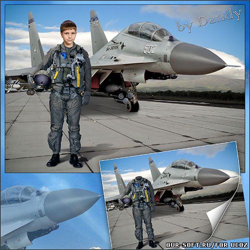 Шаблон для фотошопа летчик-истребитель.