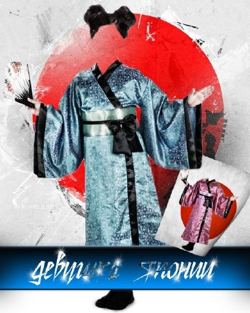 Прикольный фотошаблон для photoshop - Девушка Японии