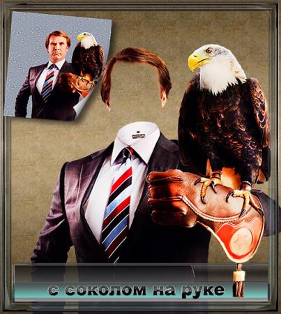 Мужской шаблон для psd - С соколом