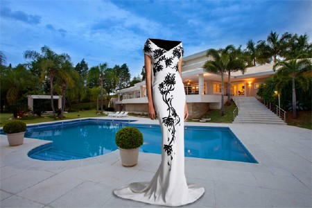 Шаблон для фото - В длинном вечернем платье на своей вилле