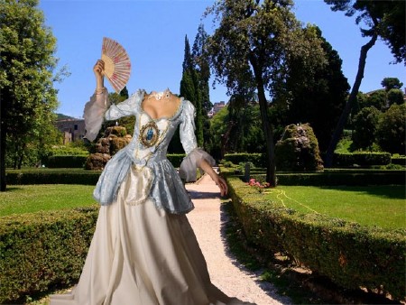 PSD шаблон для девушек - Барышня в старинном платье