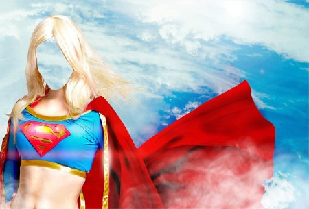 Шаблон psd женский - В костюме супер гороине