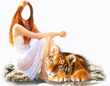 Шаблон для фотошопа - С дикой кошкой