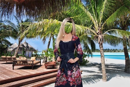 Шаблон для фотошопа - В красивом платье на отдыхе