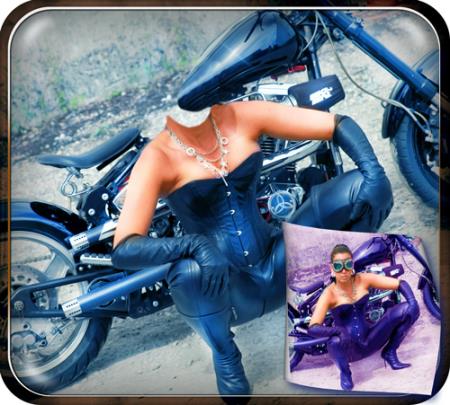 Шаблон фотошоп - Байкерша