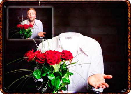 Шаблон для фото - Букет роз для любимой