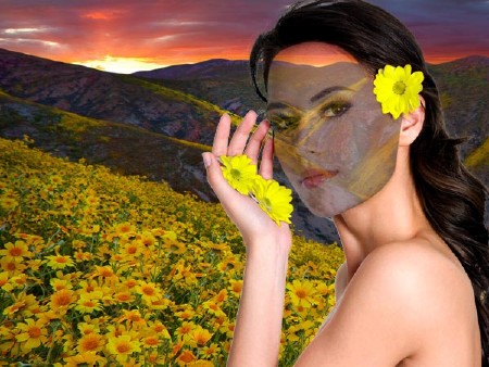 Photoshop шаблон - Цветущие горы