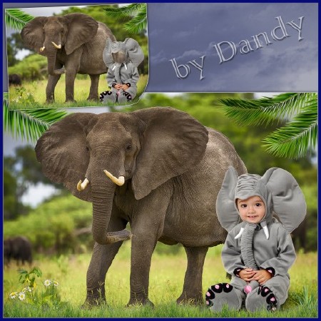 Шаблон для фотошопа - В костюме слоненка