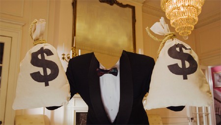 Шаблон psd мужской - С двумя мешками денег