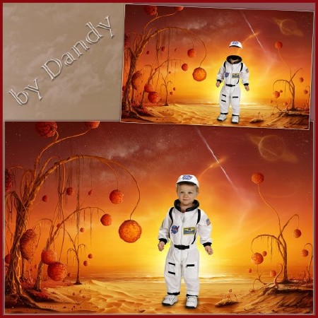 Шаблон для фотошопа - Маленький космонавт