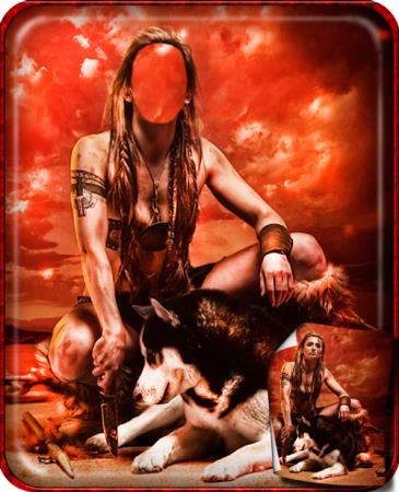 Psd шаблон для девушек - Девушка с собакой