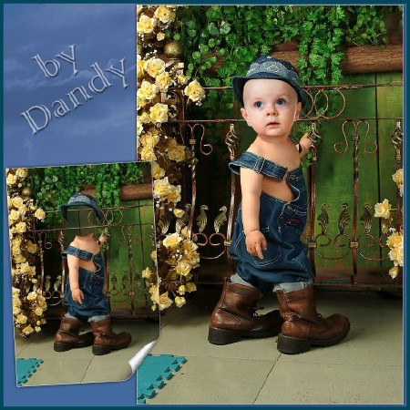 Шаблон для фотошопа - Мальчик в сапогах на вырост