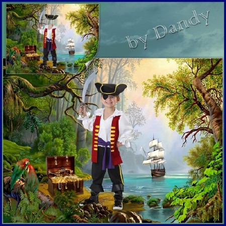 Шаблон для фотошопа - Пират с сундуком