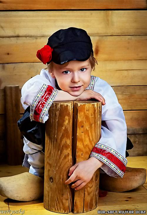 Детский шаблон - Мальчик в  русском народном костюме