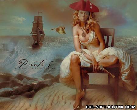 Шаблон для Photoshop - пиратка с пистолетом